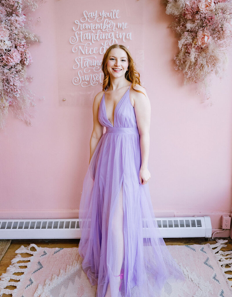 Amoris Wonderstruck Tulle Maxi Dress with Tie Shoulders in Lavender