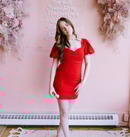 Adelyn Rae Hadley Bubble Sleeve Mini Dress in Red