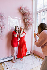 Adelyn Rae Hadley Bubble Sleeve Mini Dress in Red