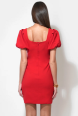 Adelyn Rae Hadley Bubble Sleeve Mini Dress in Red
