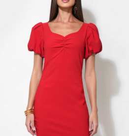 Adelyn Rae Hadley Bubble Sleeve Mini Dress in Red