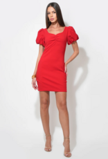 Adelyn Rae Hadley Bubble Sleeve Mini Dress in Red