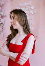 Adelyn Rae Ingrid Bow Strap Midi Dress in Red