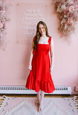 Adelyn Rae Ingrid Bow Strap Midi Dress in Red