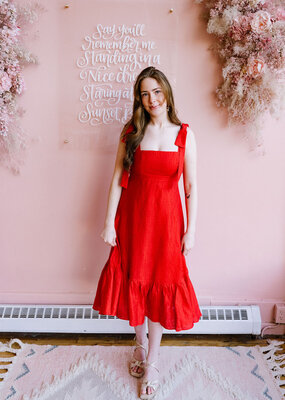 Adelyn Rae Ingrid Bow Strap Midi Dress