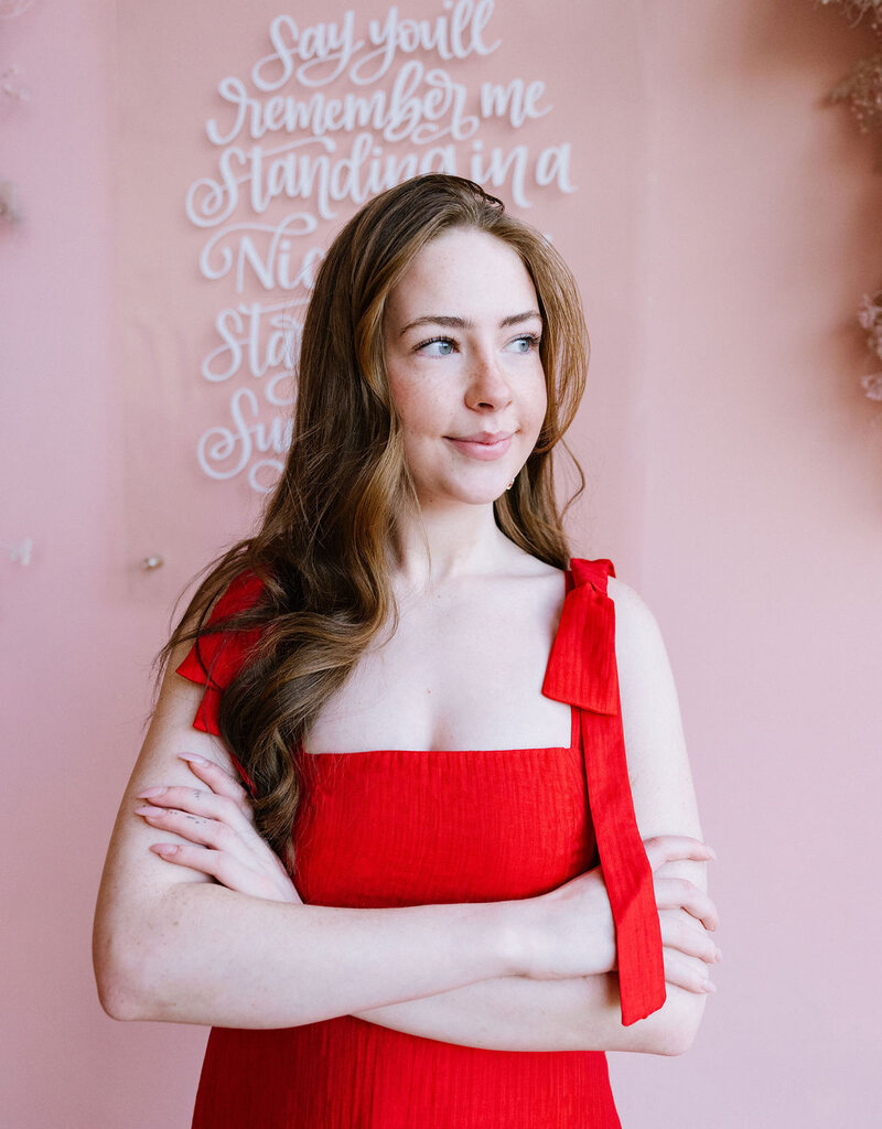 Adelyn Rae Ingrid Bow Strap Midi Dress in Red