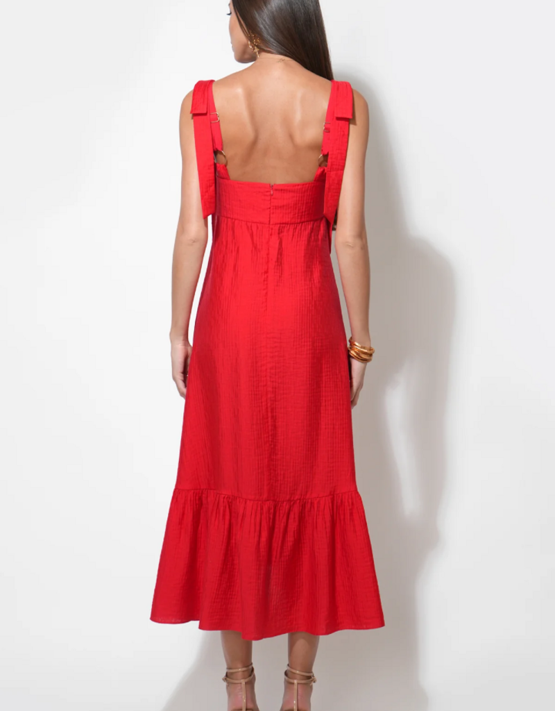 Adelyn Rae Ingrid Bow Strap Midi Dress in Red