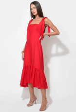 Adelyn Rae Ingrid Bow Strap Midi Dress in Red