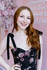 Dress Forum All For You Corset Tiered Maxi Dress with Shoulder Ties in Midnight Rose