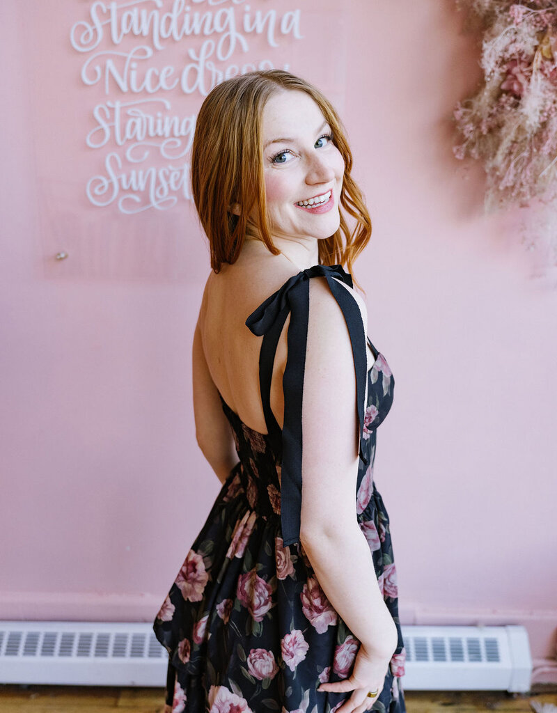 Dress Forum All For You Corset Tiered Maxi Dress with Shoulder Ties in Midnight Rose