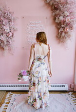 Dress Forum Delicate Affair Corset Tiered Maxi Dress with Shoulder Ties in Soft Coral