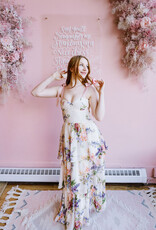 Dress Forum Delicate Affair Corset Tiered Maxi Dress with Shoulder Ties in Soft Coral