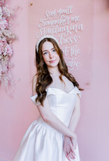 Adelyn Rae Darcy Off The Shoulder Satin Drop Waist Mini Dress in Ivory