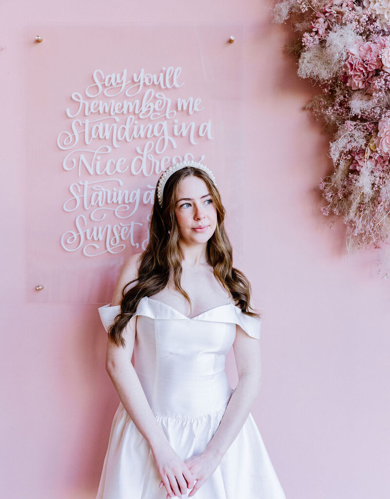 Adelyn Rae Darcy Off The Shoulder Satin Drop Waist Mini Dress in Ivory