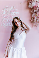 Adelyn Rae Darcy Off The Shoulder Satin Drop Waist Mini Dress in Ivory