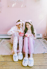 The Darling Effect Fuzzy Slippers with Blue Bow