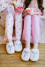 The Darling Effect Fuzzy Slippers with Blue Bow