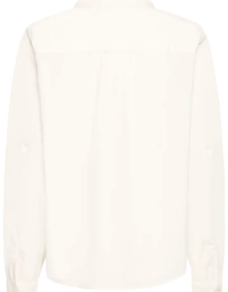 ICHI Lovely Shirt with Cut-Out Hearts in Cloud Dancer