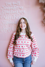 ICHI Brielle Cardigan in Birch with Red Hearts