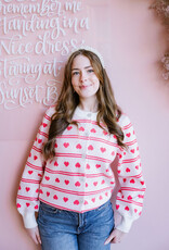 ICHI Brielle Cardigan in Birch with Red Hearts