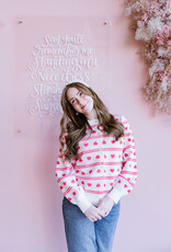 ICHI Brielle Cardigan in Birch with Red Hearts