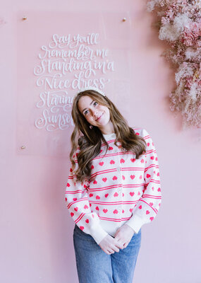 ICHI Brielle Cardigan in Birch with Red Hearts