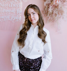 ICHI Lovely Shirt with Cut-Out Hearts in Cloud Dancer