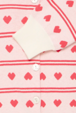 ICHI Brielle Cardigan in Birch with Red Hearts