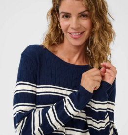 Cream Villea Pullover in Navy Stripe