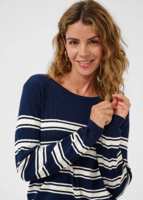 Cream Villea Pullover in Navy Stripe