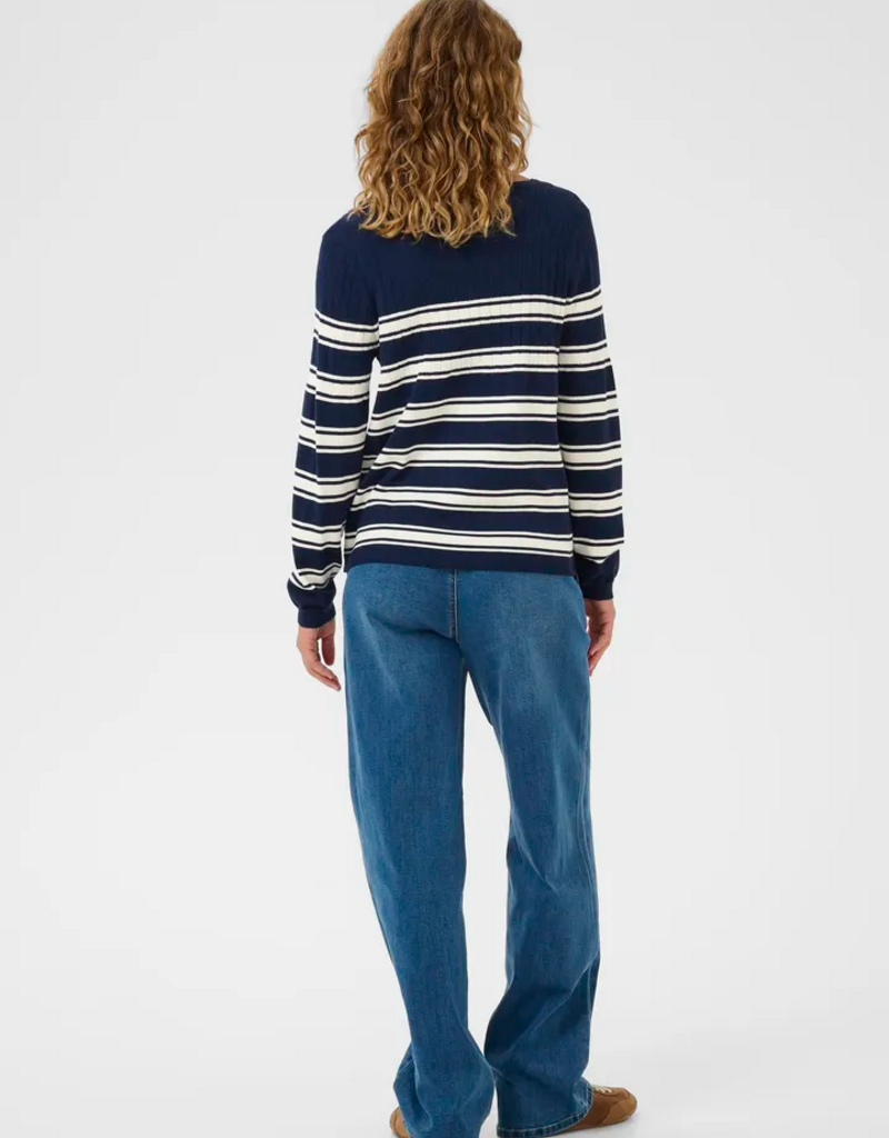Cream Villea Pullover in Navy Stripe