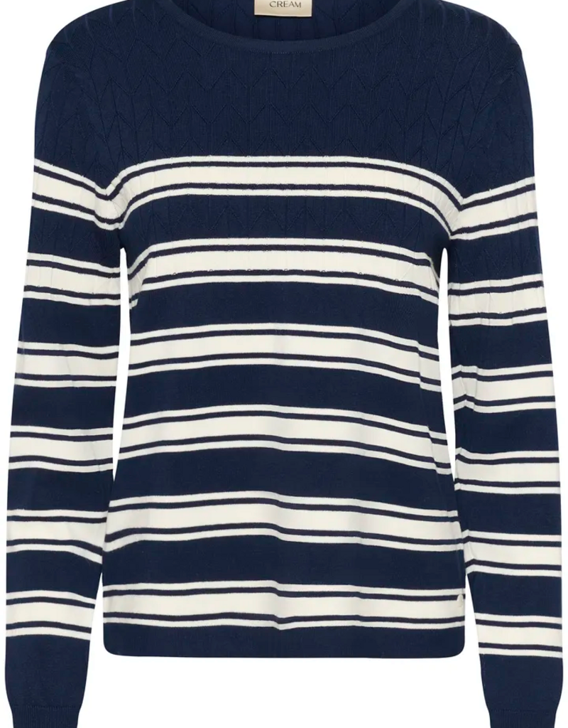 Cream Villea Pullover in Navy Stripe