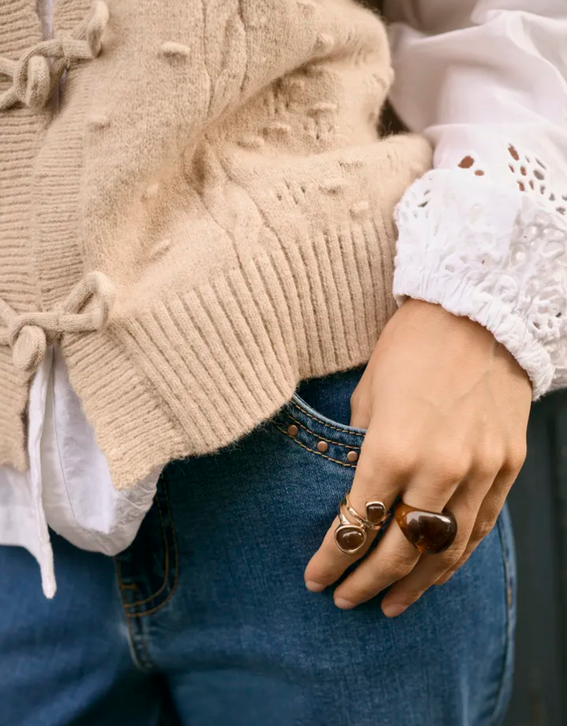 Cream Samira Vest in Oat Melange