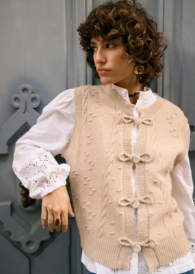 Cream Samira Vest in Oat Melange