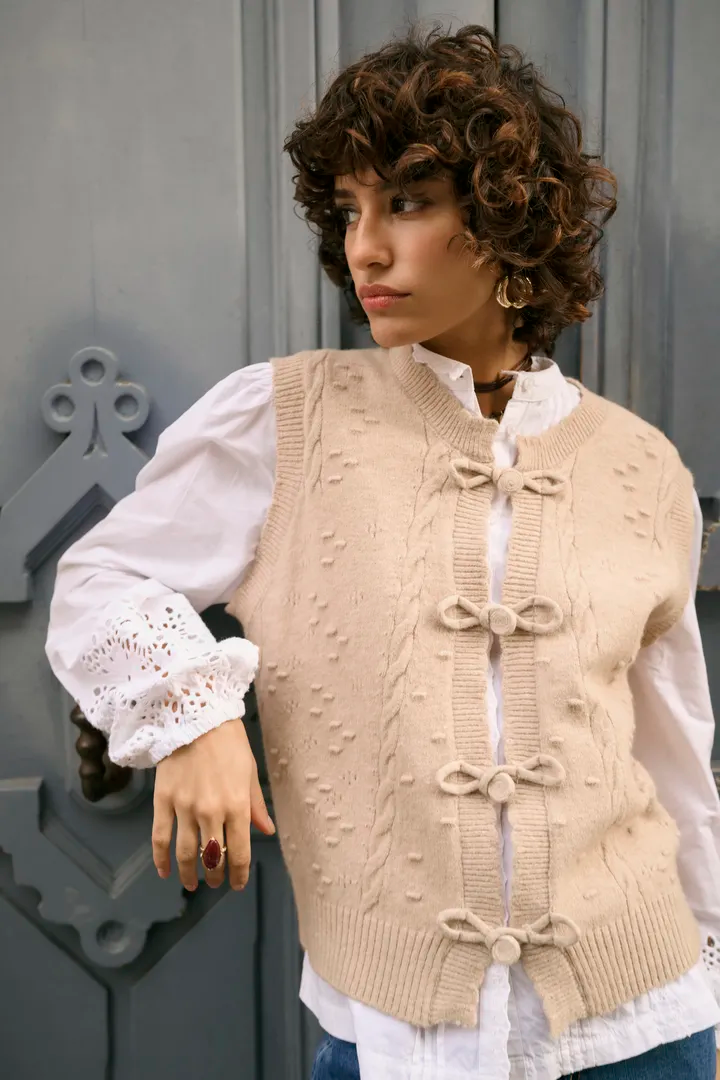 Samira Vest in Oat Melange - Adorn Boutique