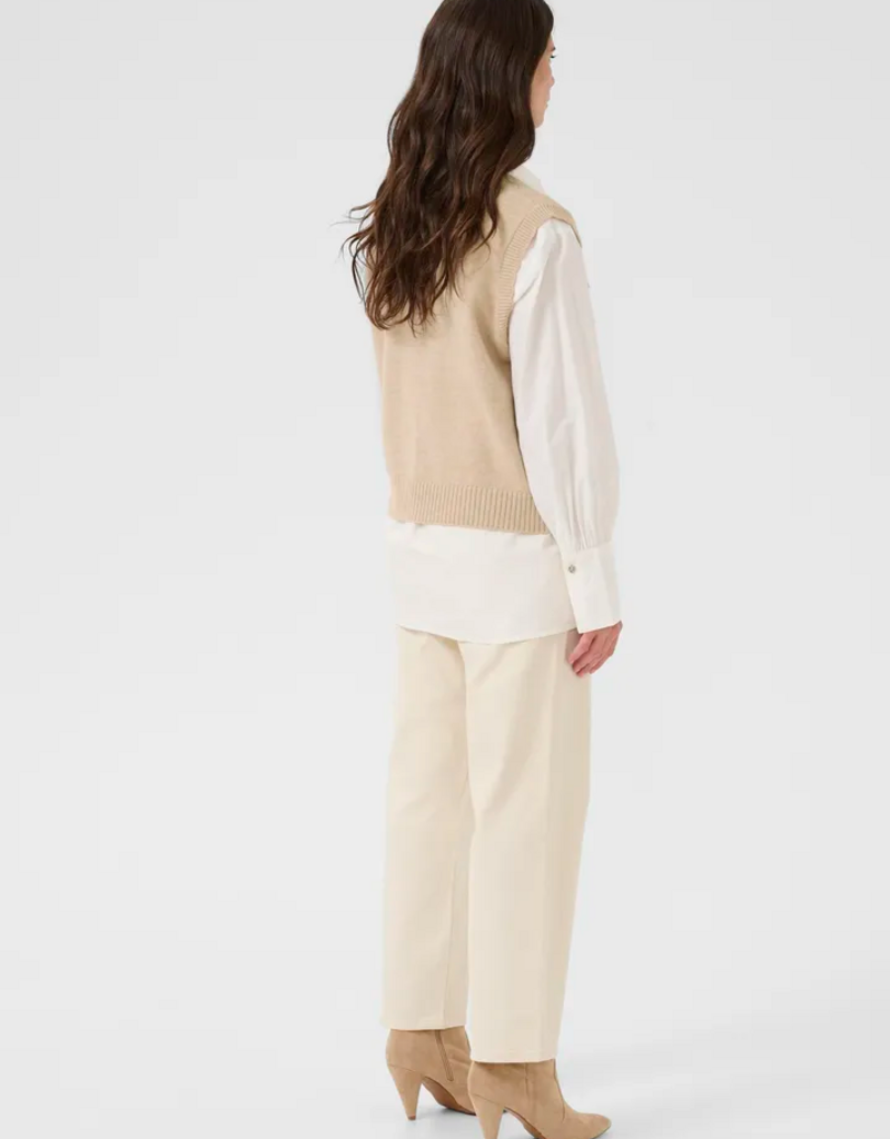 Cream Samira Vest in Oat Melange