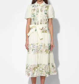 Adelyn Rae Octavia Embroidery Eyelet Tiered Midi Dress
