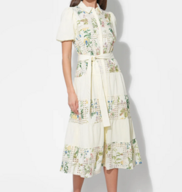 Adelyn Rae Octavia Embroidery Eyelet Tiered Midi Dress