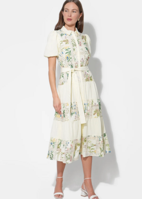 Adelyn Rae Octavia Embroidery Eyelet Tiered Midi Dress
