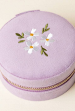 The Darling Effect Round Velvet Jewelry Case - Floral Lilac O/S