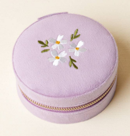The Darling Effect Round Velvet Jewelry Case - Floral Lilac O/S