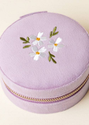 The Darling Effect Round Velvet Jewelry Case - Floral Lilac O/S