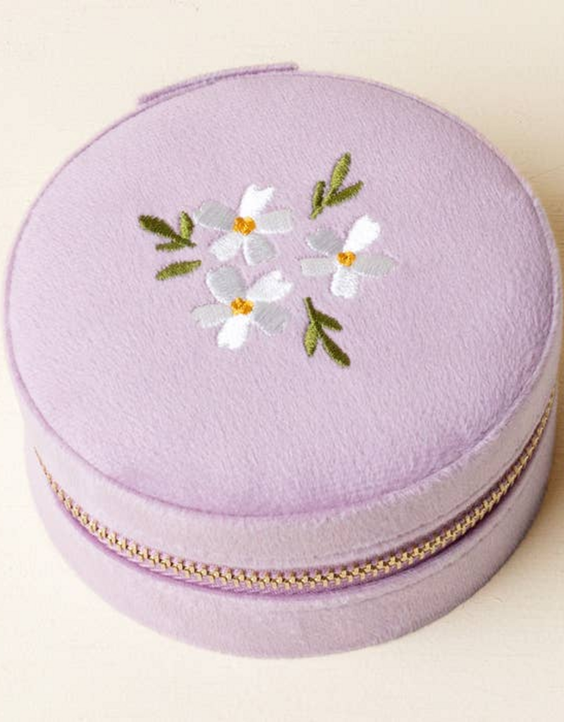 The Darling Effect Round Velvet Jewelry Case - Floral Lilac O/S
