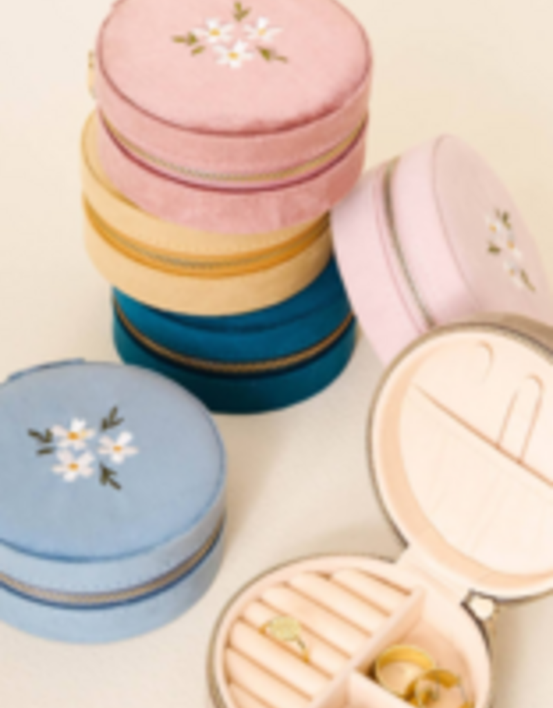 The Darling Effect Round Velvet Jewelry Case - Floral Lilac O/S