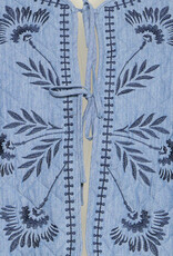 B.Young Kissia 100% Cotton Quilted Embroidered Jacket in Mid Blue Denim