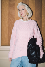 Brunette the Label Irish Cable Knit Oversized Sweater in Light Pink