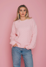 Brunette the Label Irish Cable Knit Oversized Sweater in Light Pink