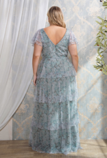 Soieblu Ariella Tiered Mesh Maxi in Dusty Sage Floral
