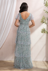 Soieblu Ariella Tiered Mesh Maxi in Dusty Sage Floral