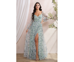 Ivy Surplice Long Sleeve Mesh Maxi in Dusty Sage Floral - Adorn Boutique Ivy Surplice Long Sleeve Mesh Maxi in Dusty Sage Floral - Adorn Boutique